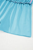 Turquoise Colorblock Edge Drop Shoulder T Shirt and Skirt 2Pcs Set