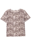 Brown Rodeo Print Round Neck Slim Fit Mesh T Shirt