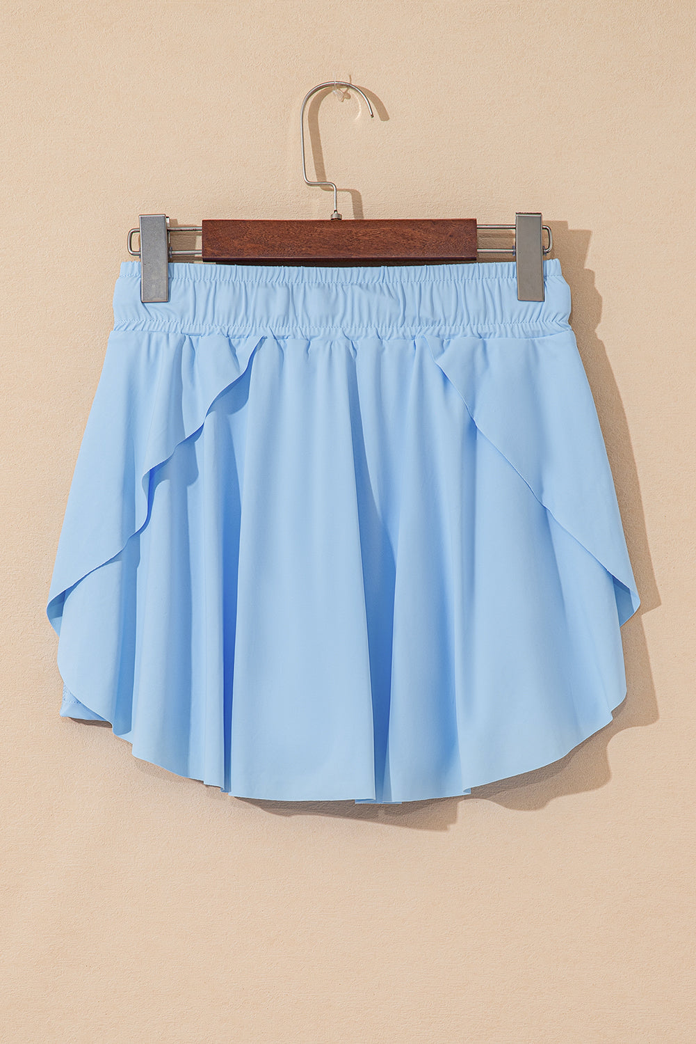 Sky Blue Drawstring High Waist Lined Tennis Skorts