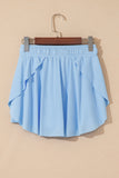 Sky Blue Drawstring High Waist Lined Tennis Skorts