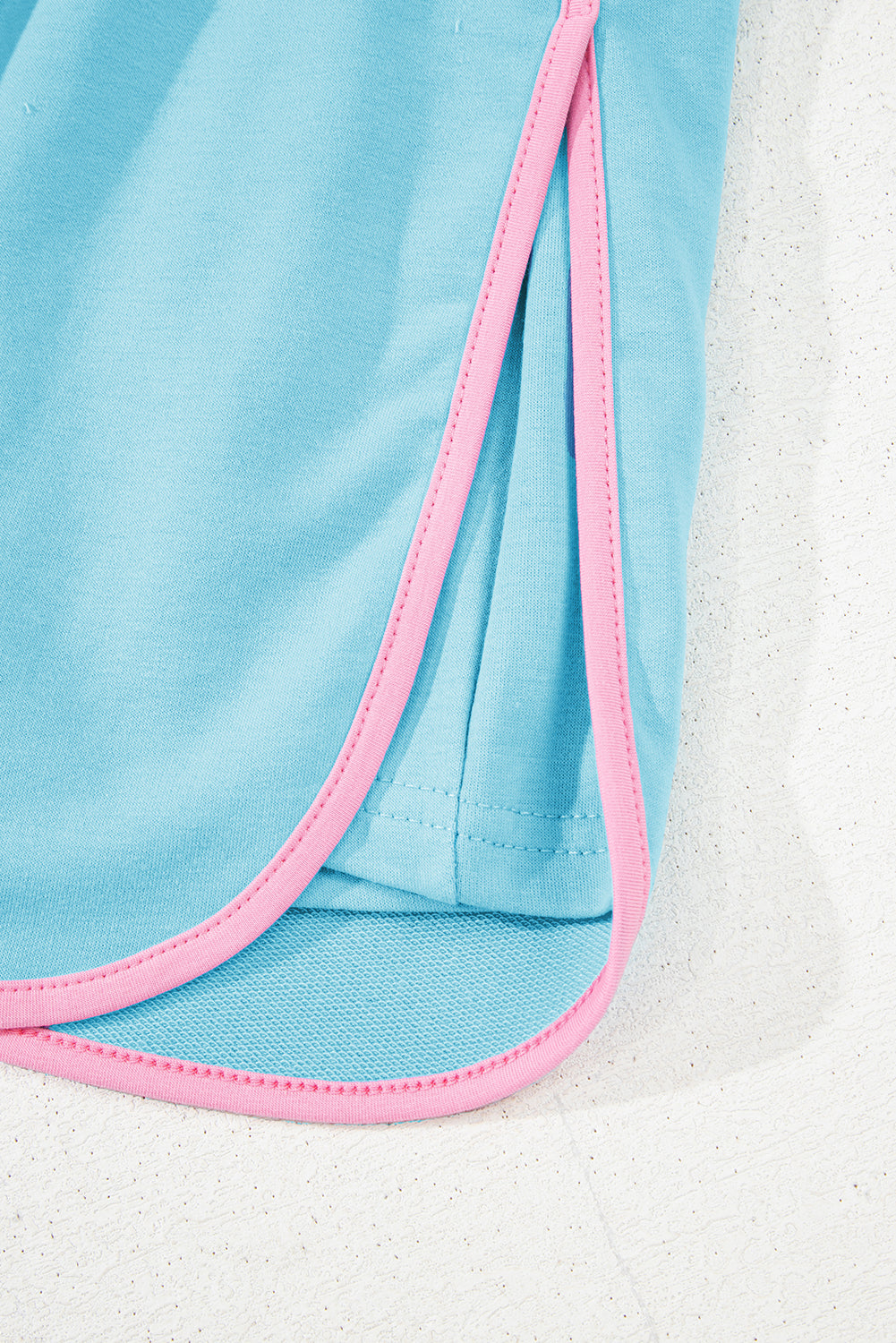 Turquoise Colorblock Edge Drop Shoulder T Shirt and Skirt 2Pcs Set