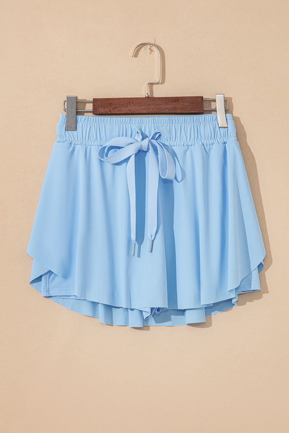 Sky Blue Drawstring High Waist Lined Tennis Skorts