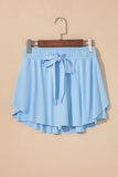 Sky Blue Drawstring High Waist Lined Tennis Skorts