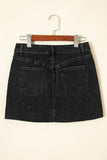 Carbon Grey Mineral Wash Ripped Raw Hem Denim Mini Skirt