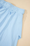 Sky Blue Drawstring High Waist Lined Tennis Skorts