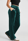 Evergreen Solid Drawstring Waist Wide Leg Pants