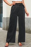 Black High Waist Pocketed Wide Leg Tencel Jeans