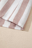 Khaki Stripe Casual Button Down Sleeveless Shirt