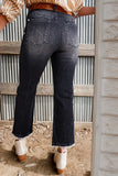 Carbon Grey Mineral Wash Raw Hem High Waist Flared Jeans