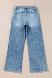 Dusk Blue Central Seamed Wide Leg High Waist Jeans