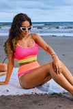 Bonbon Color Block High Waisted Sexy Bikini Set