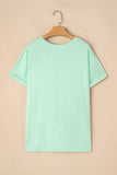 Iceland Blue Round Neck Rolled Sleeve Plus Size T-shirt