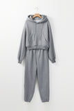 Gray Solid Drop Shoulder Hoodie and Joggers Activewear Set