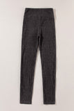 Dark Grey Wide Waistband Ribbed Textured Knit Leggings