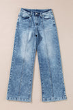 Dusk Blue Central Seamed Wide Leg High Waist Jeans