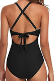 Black 2-tone Crossed Cutout Backless Monokini