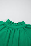 Sea Green Half Zip Puff Sleeve Top and Ruffled Shorts Set