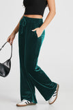 Evergreen Solid Drawstring Waist Wide Leg Pants