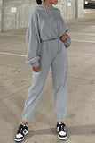 Gray Solid Drop Shoulder Hoodie and Joggers Activewear Set