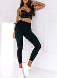 Black Side Lace up Ribbed Leggings