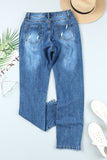 Buttoned Pockets Distressed Jeans