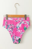 Rose Tropical Print Textured Bikini Bottoms